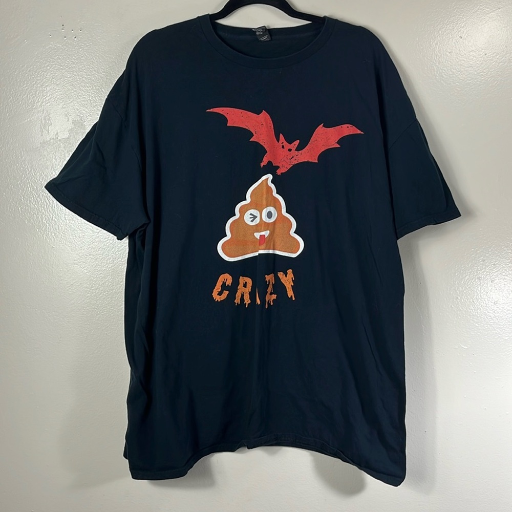 Anvil Halloween Bat Emoji Poo Crazy Black/Red Short Sleeve Tee shirt Men’s 3XL